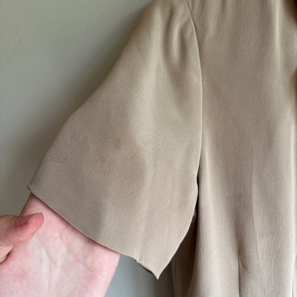 Vintage Talbots 100% Silk Tan Button Down Dress 6 - Picture 5 of 10